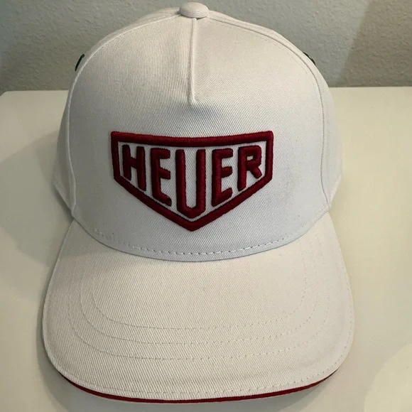 TAG HEUER Watch White Embroidered “HUER” Logo Cap Hat Adjustable Rare New - Picture 1 of 5